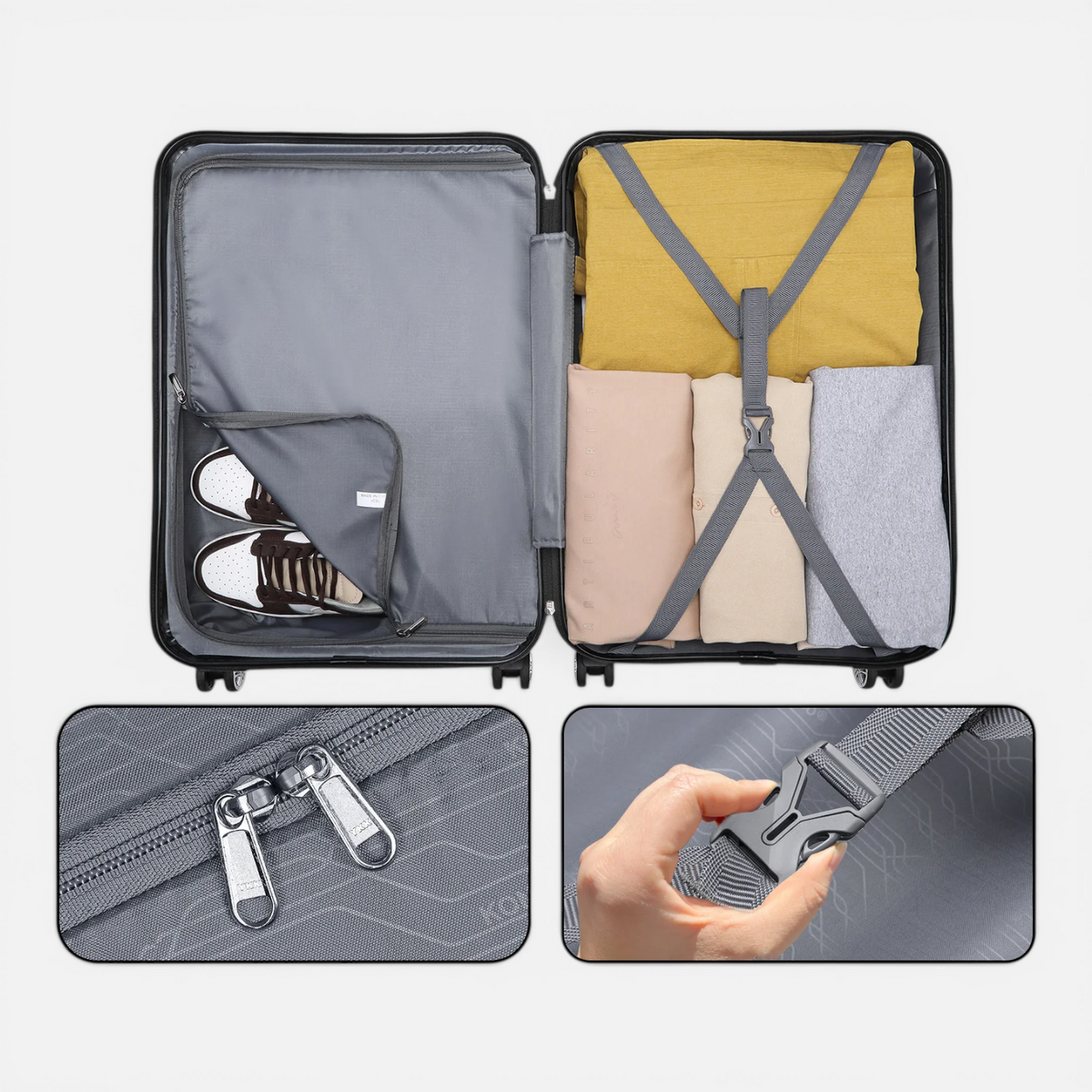 Valise Cabine – Coque Rigide Légère avec Serrure TSA