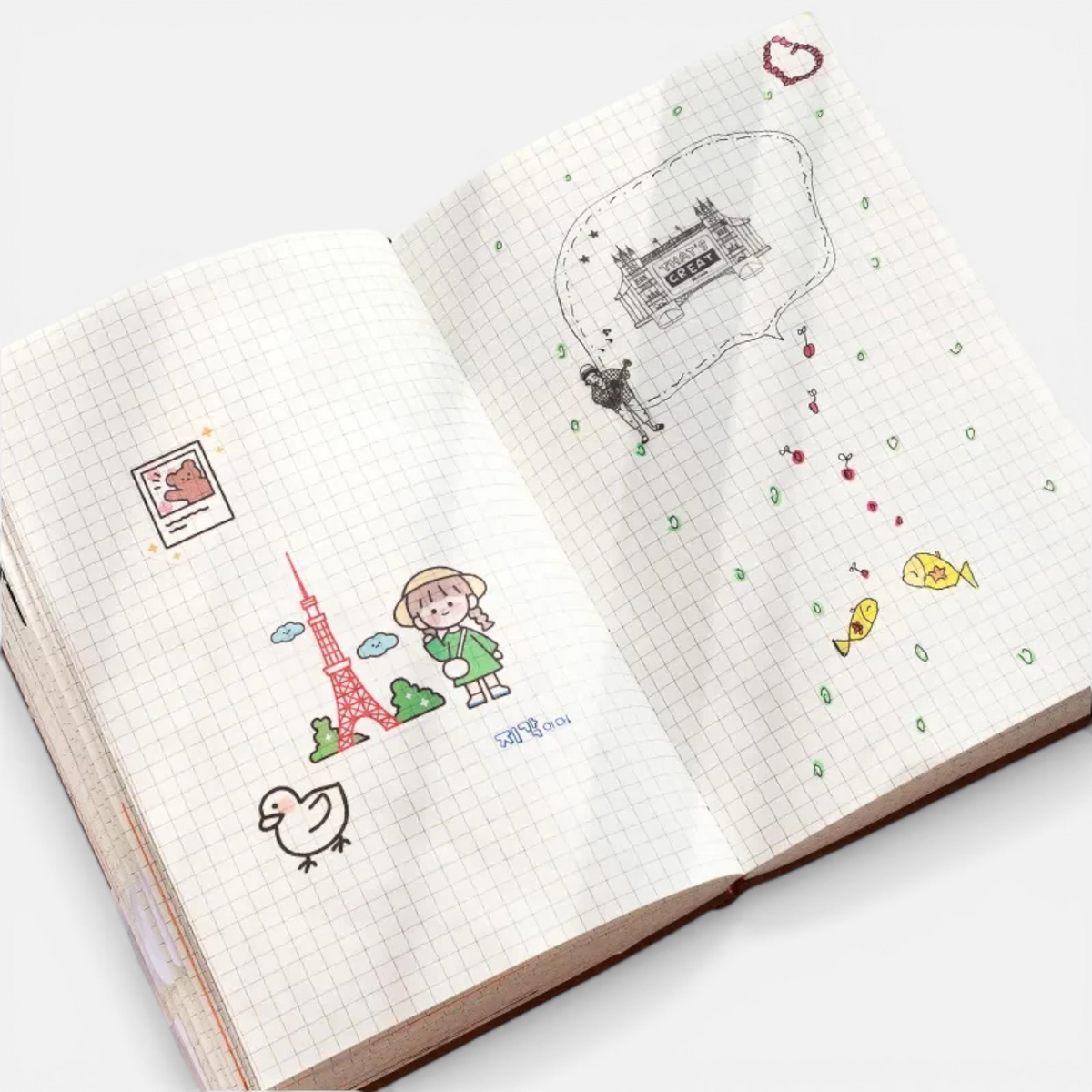 Carnet A5 à Grille 264 Pages – Journal de Voyage & Agenda