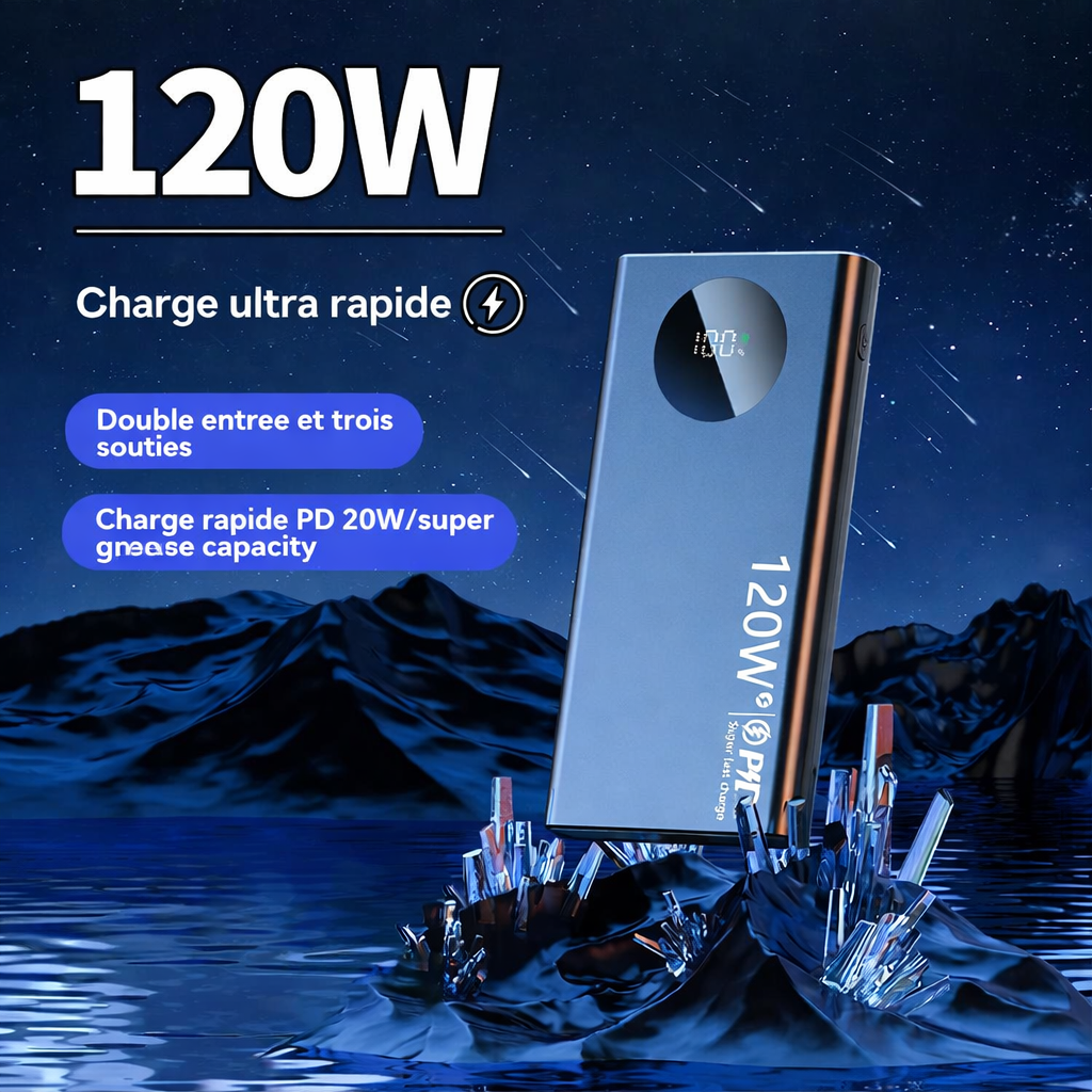 Batterie Externe 500000mAh 120W – Charge Ultra Rapide