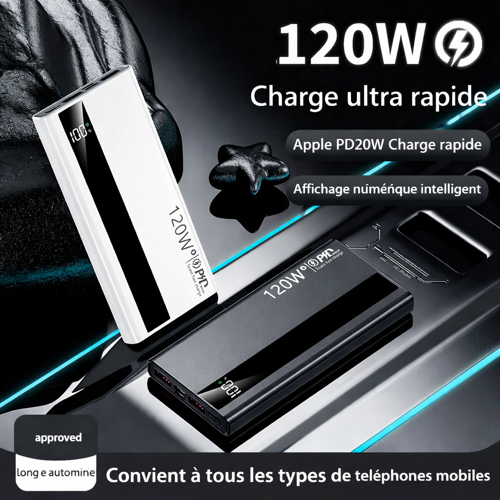 Batterie Externe 200000mAh 120W – Charge Ultra Rapide