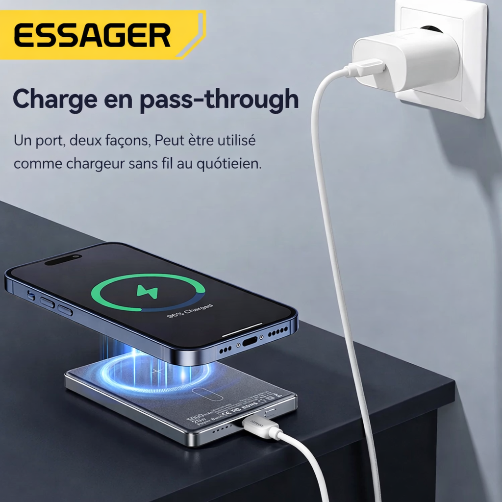 Batterie Externe 5000mAh 20W Magnétique – Charge Sans Fil Rapide