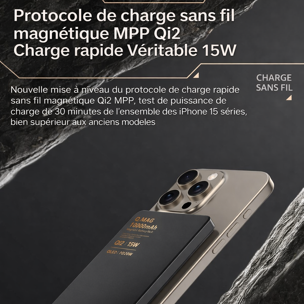 Batterie Externe Magnétique 2.1 – Charge Sans Fil Rapide – 5000/10000mAh