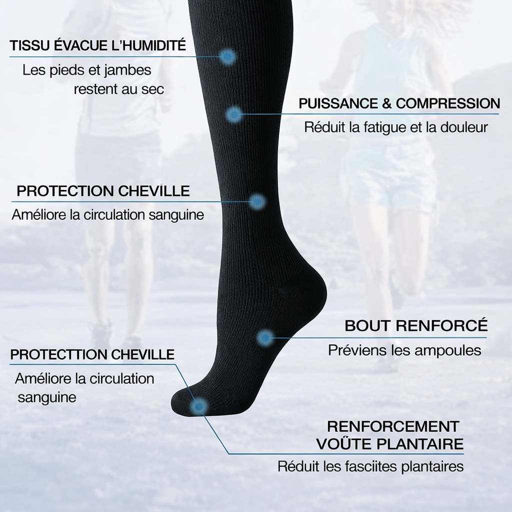 Chaussettes de Compression Trajet Long x6