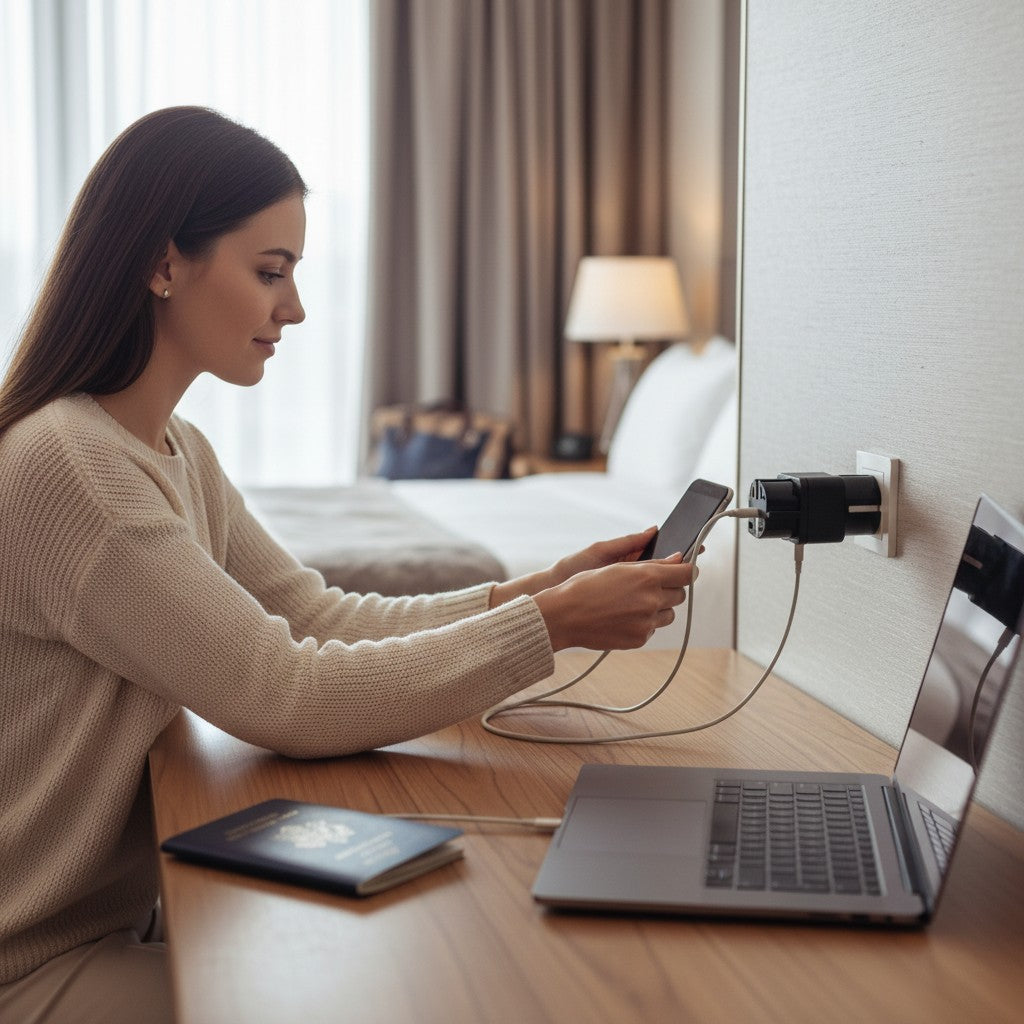 Adaptateur Prise Voyage Universel – US/UK/AU vers EU