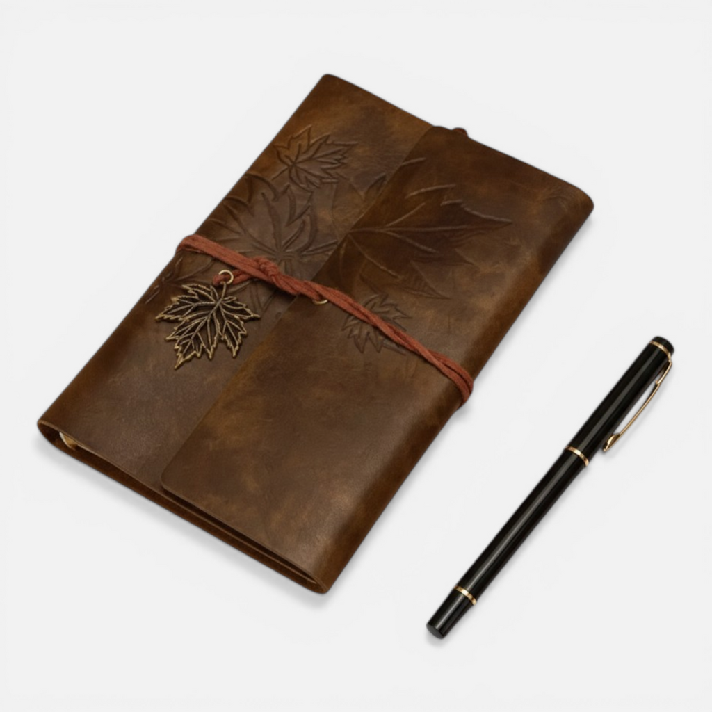 Carnet Vintage A5/A6/A7 en Cuir PU – Journal Pages Kraft Blanches