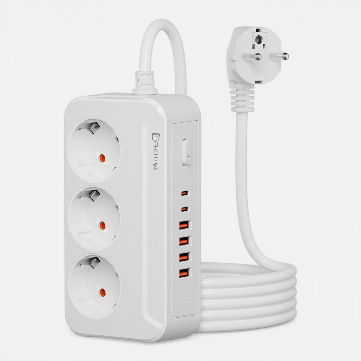 Multiprise EU 2500W avec Câble 1.8m – Prises AC & USB-C