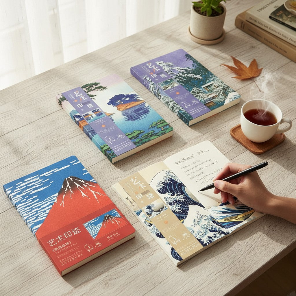 Carnet Japonais Esthétique Hokusai – Journal & Planner à Pages Blanches