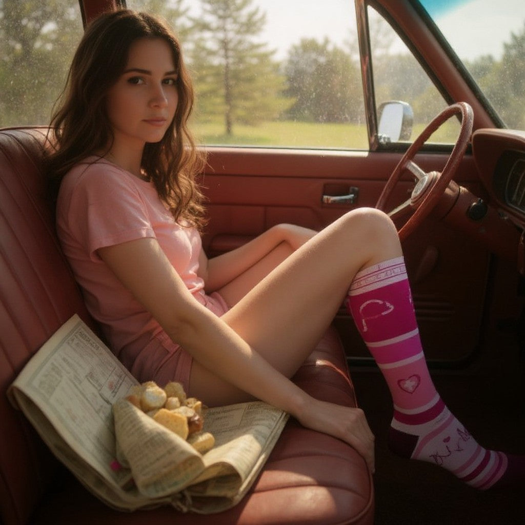 Chaussettes Compression Rose Voyage