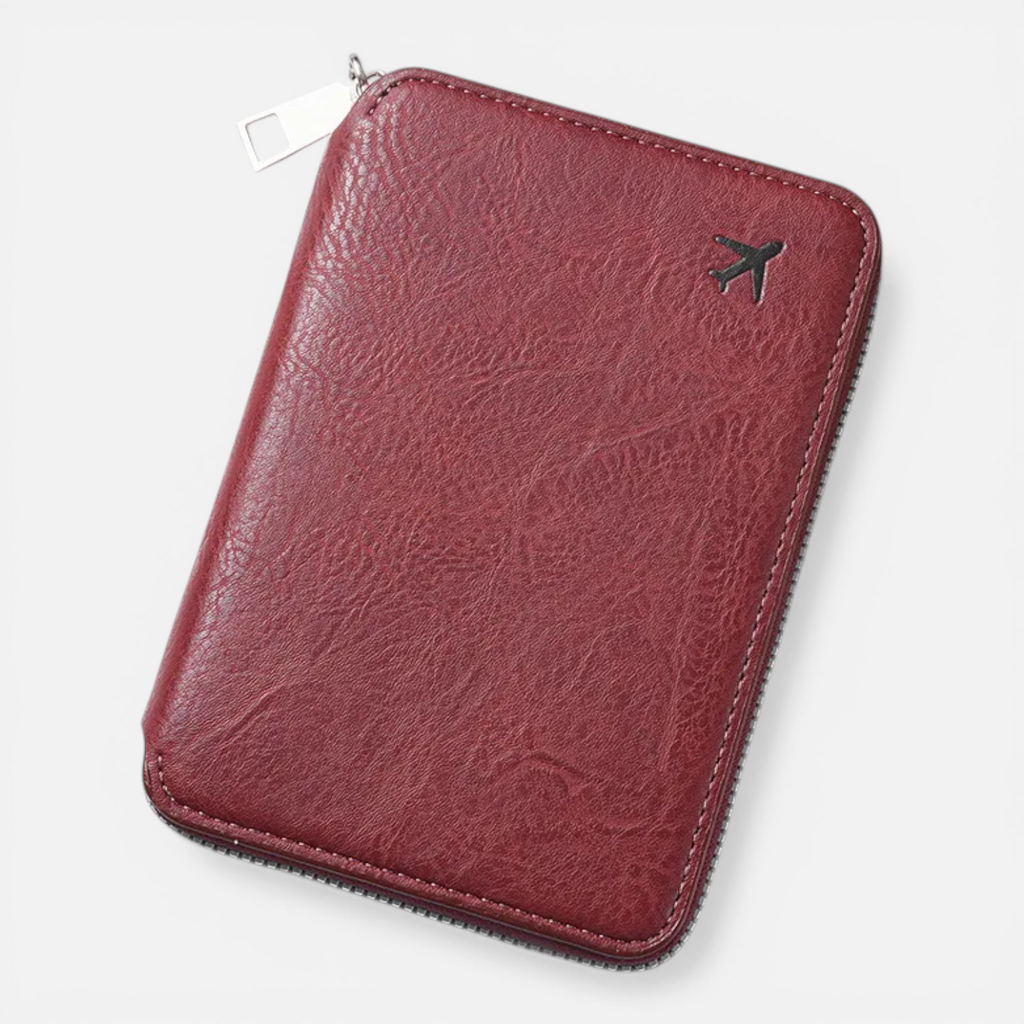 Protège-Passeport Cuir Étanche – Portefeuille de Voyage Multi-Rangements