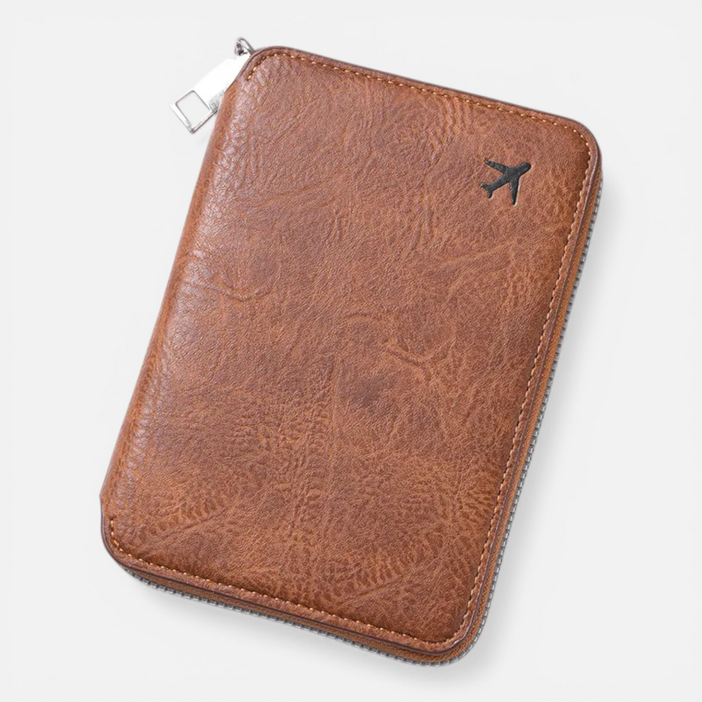 Protège-Passeport Cuir Étanche – Portefeuille de Voyage Multi-Rangements