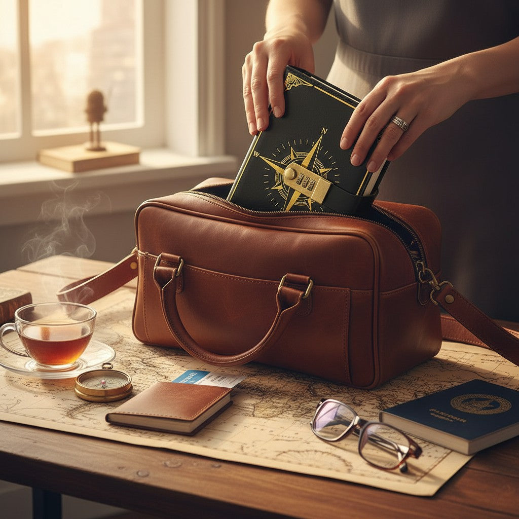Carnet A5 Rétro avec Verrou – Journal à Mot de Passe Design Boussole