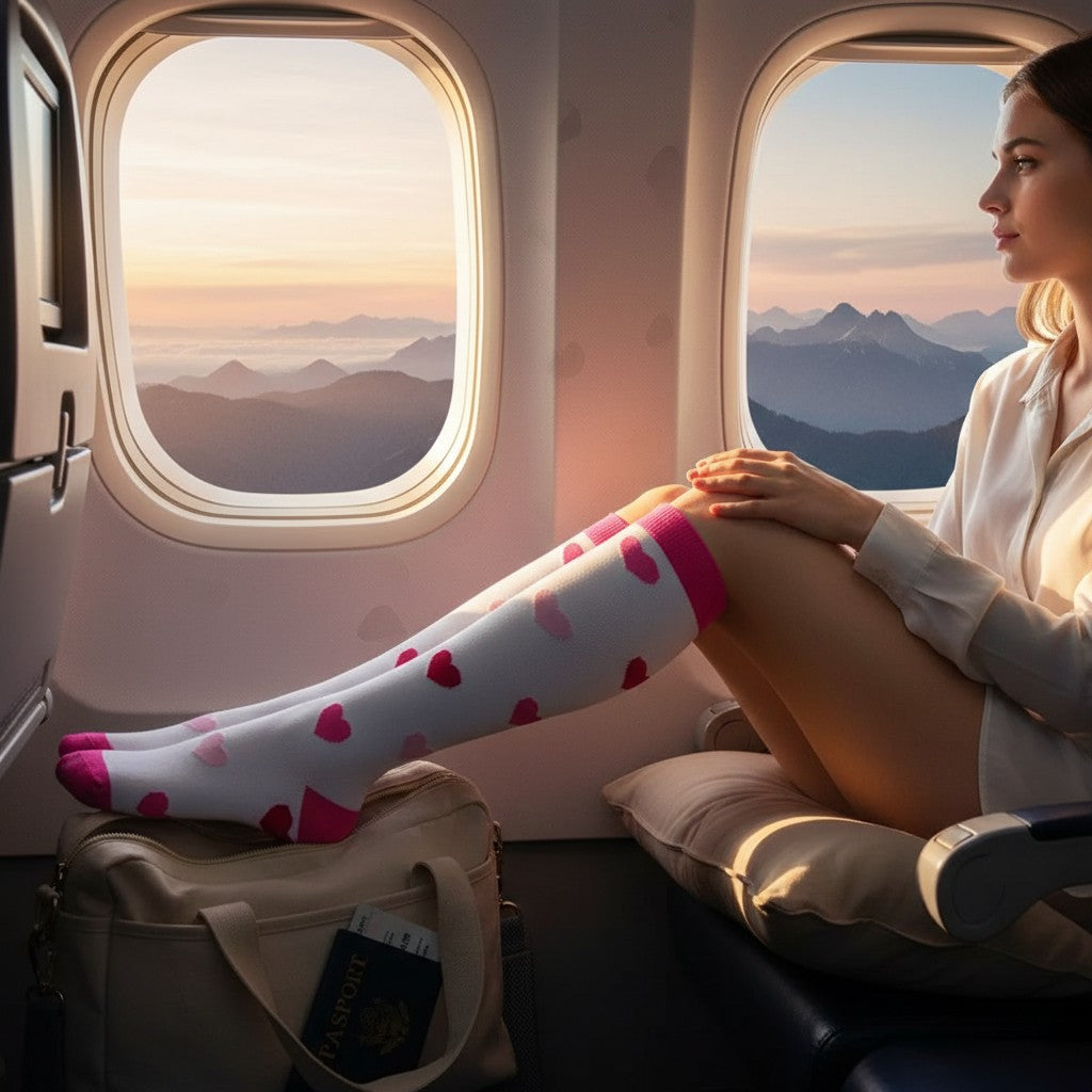 Chaussettes Compression Rose Voyage