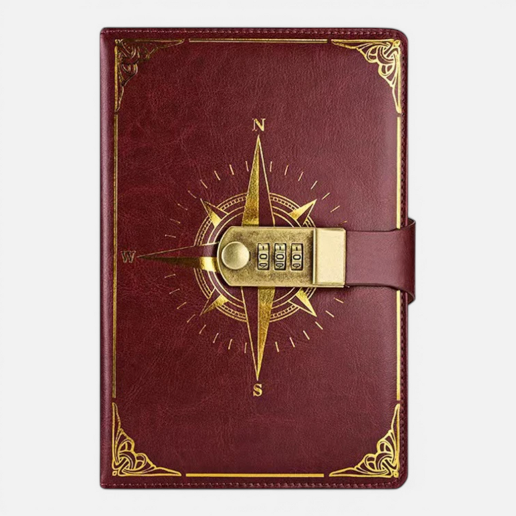 Carnet A5 Rétro avec Verrou – Journal à Mot de Passe Design Boussole