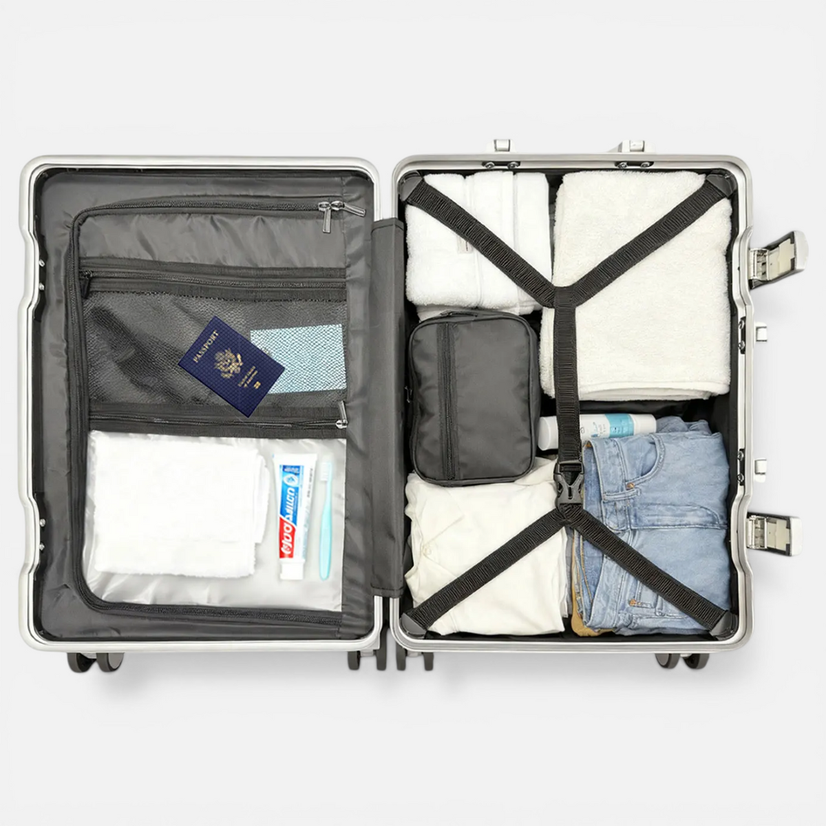 Valise Cadre Aluminium & Coque PC – Roues Silencieuses 360° – Serrure TSA – Cabine & Soute