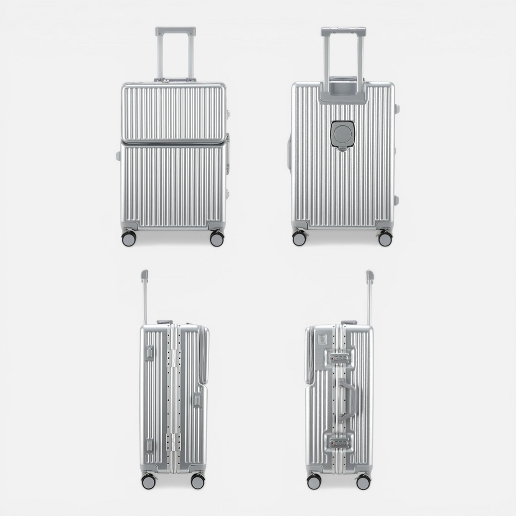 Valise Cadre Aluminium & Coque PC – Roues Silencieuses 360° – Serrure TSA – Cabine & Soute