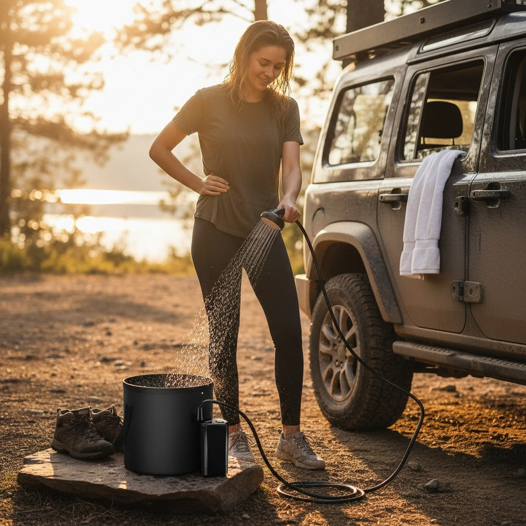 Douche portable à pompe rechargeable