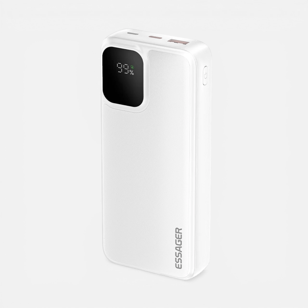 Batterie Externe 20000mAh 22.5W – Charge Rapide avec 2 Câbles Intégrés