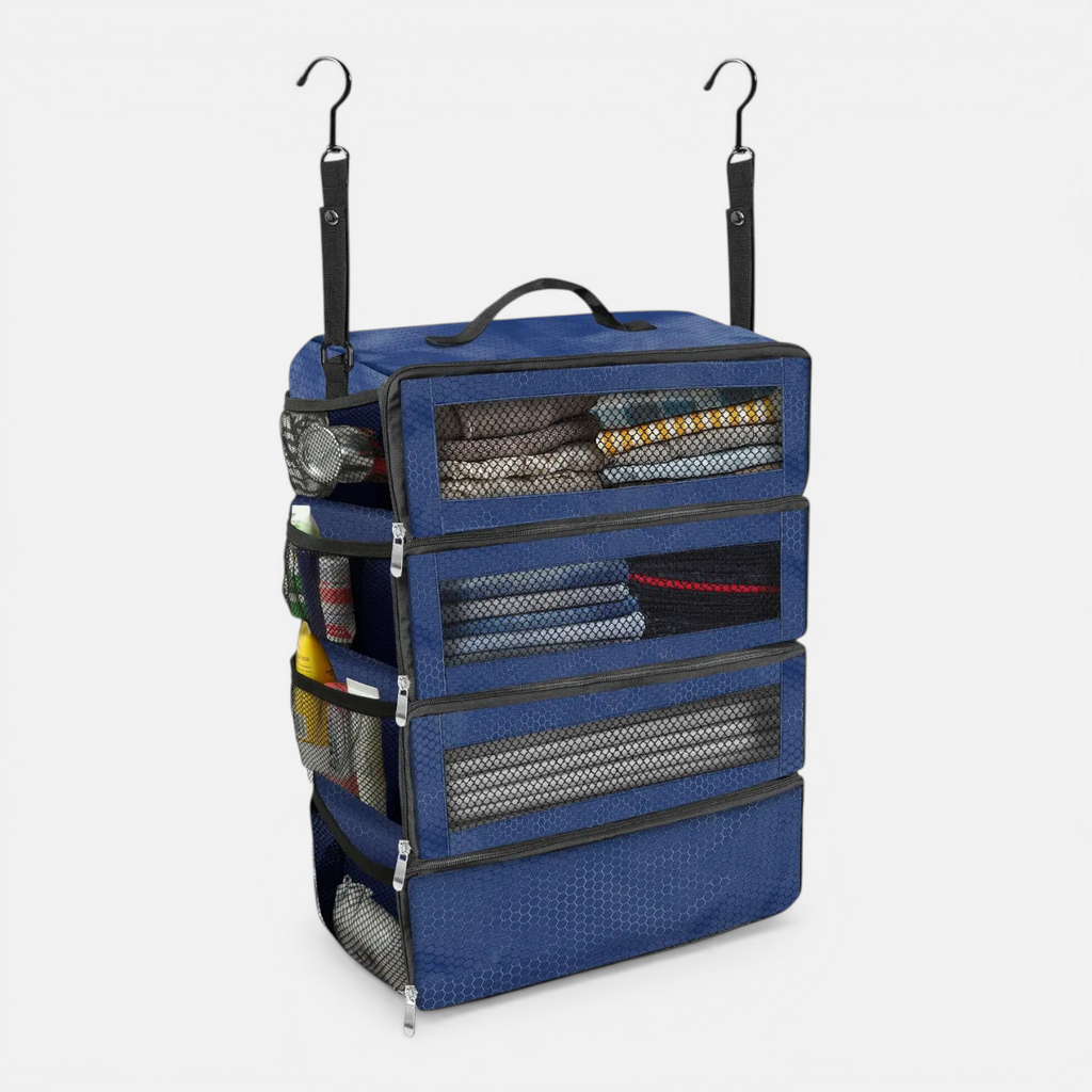 Organisateur de Valise Grande Capacité – Étagère Suspendue Pliable