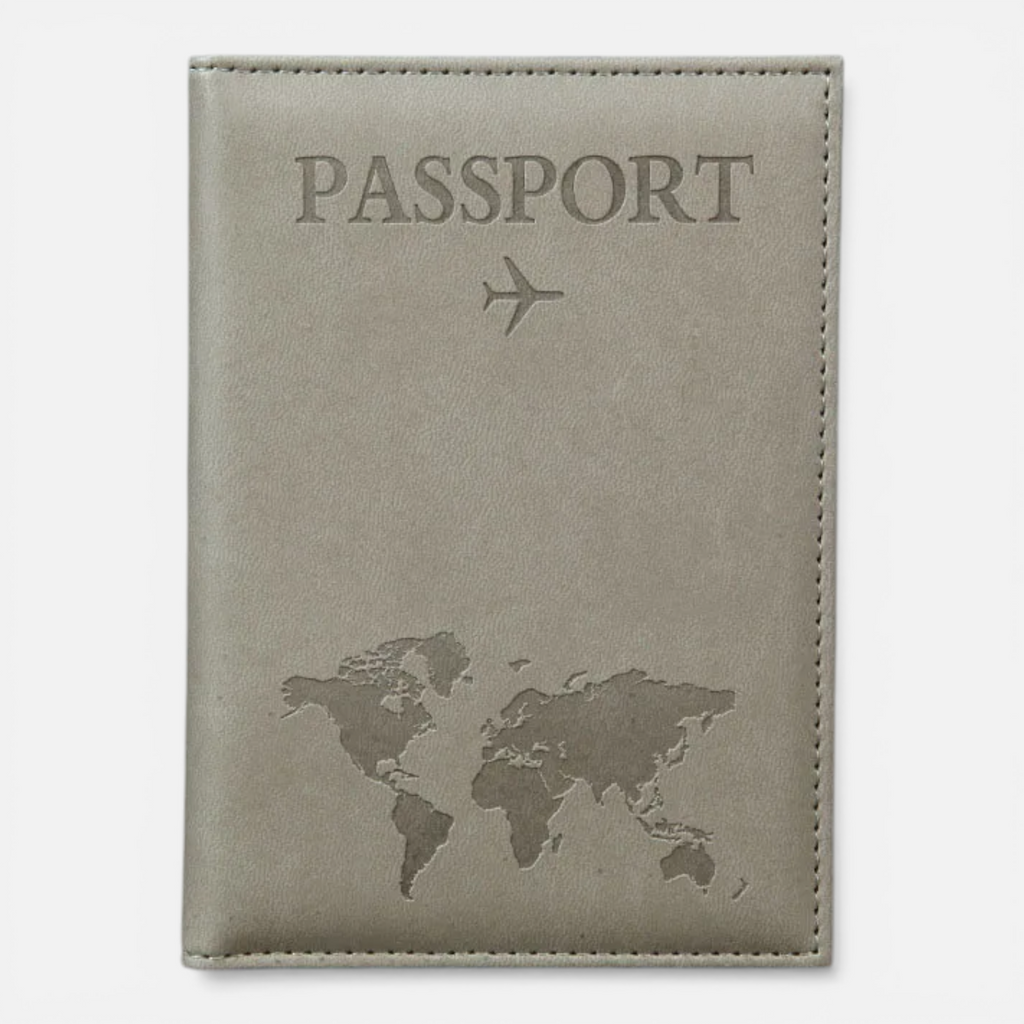 Protège-Passeport en Cuir Carte du Monde – Organisateur de Voyage avec Porte-Cartes & ID