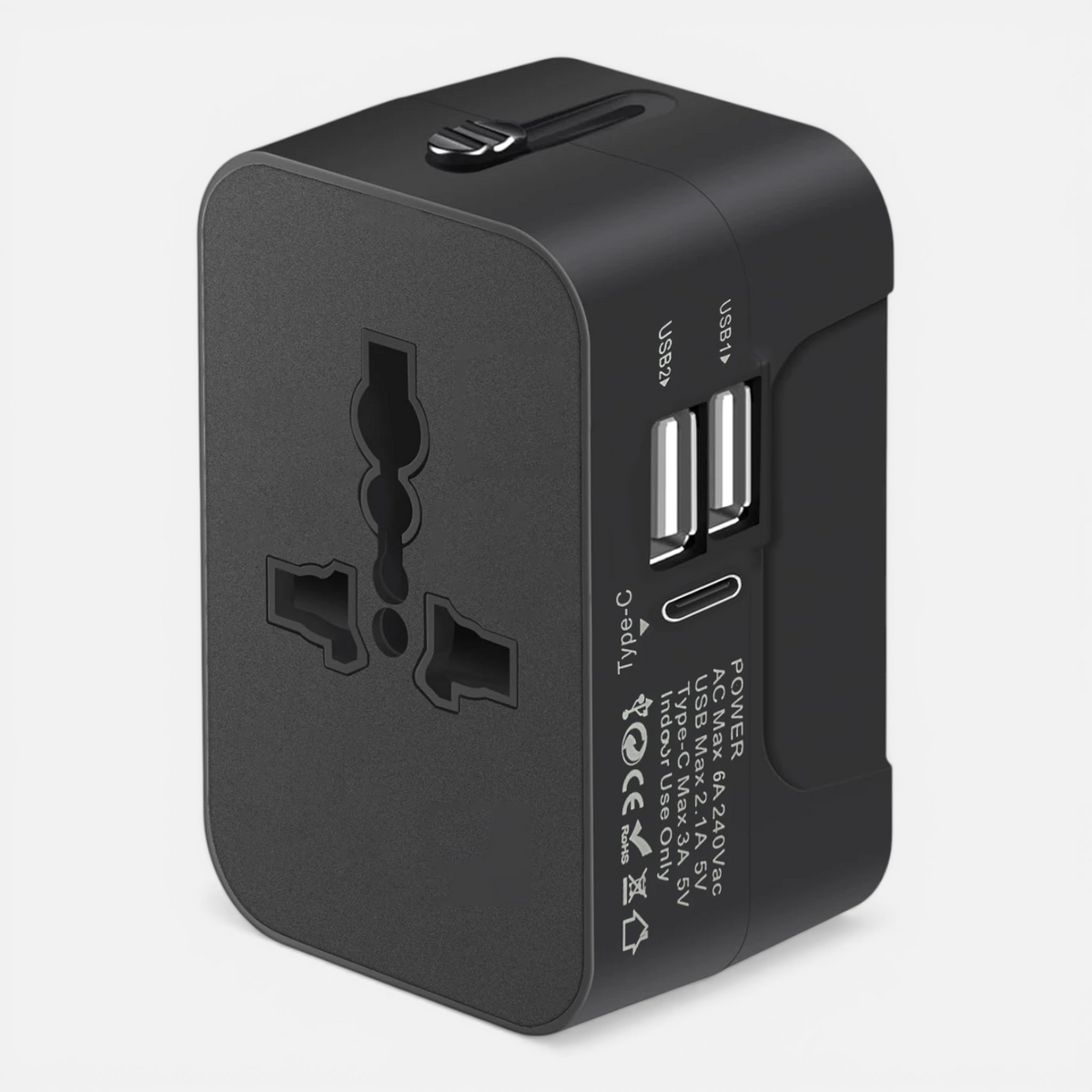 Adaptateur Prise Voyage Universel – EU/UK/US/AU avec USB & USB-C
