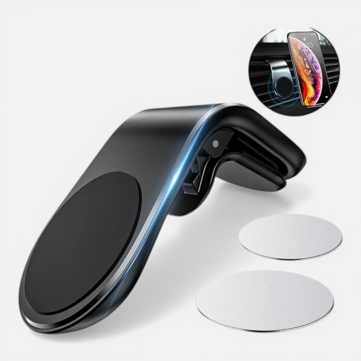 Support Téléphone Voiture Magnétique Grille d’Aération – Universel iPhone/Samsung/Huawei