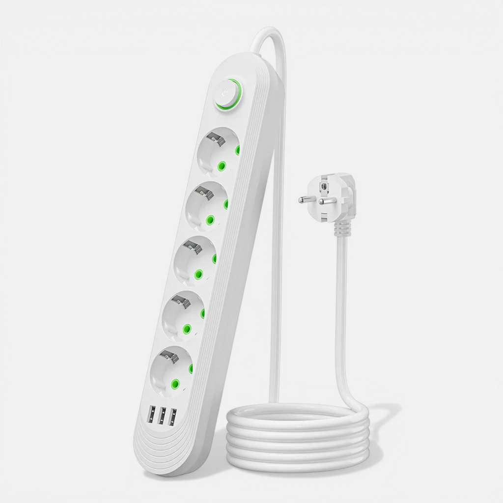 Multiprise EU avec Rallonge 2m – Prises AC & Ports USB 2.1A