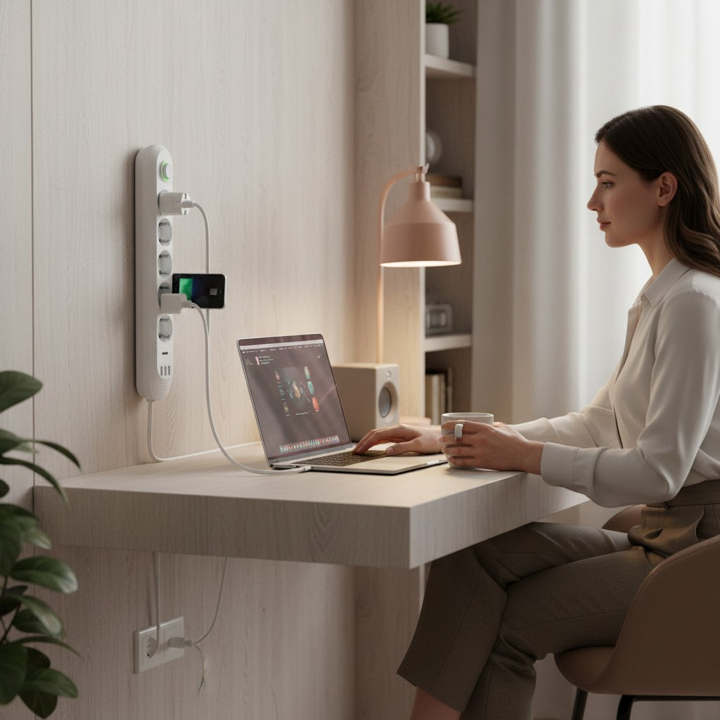 Multiprise EU avec Rallonge 2m – Prises AC & Ports USB 2.1A