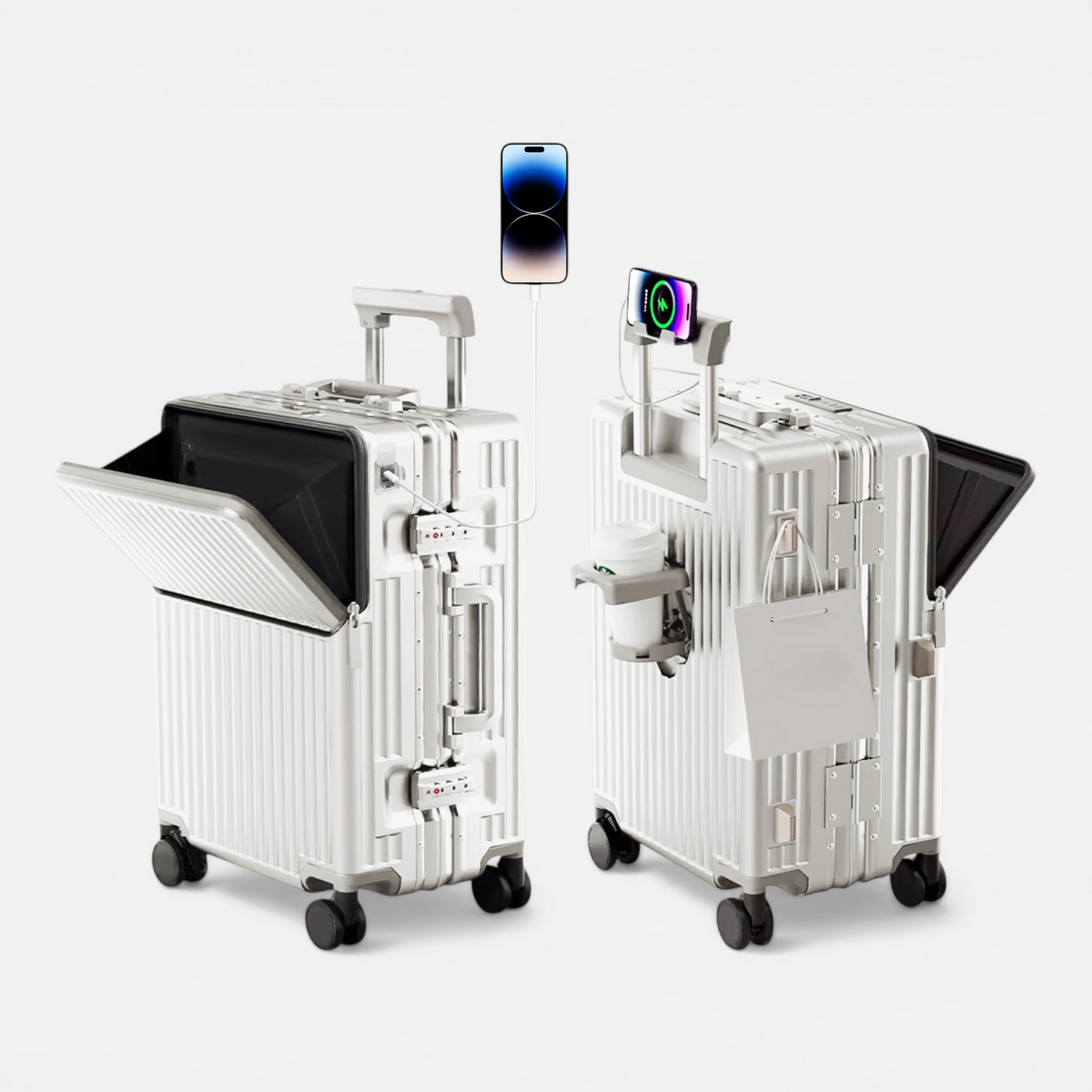 Valise Cadre Aluminium & Coque PC – Roues Silencieuses 360° – Serrure TSA – Cabine & Soute