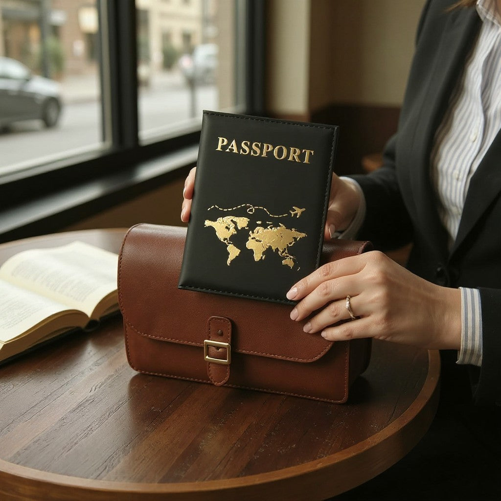 Protège-Passeport Carte du Monde – Porte-Documents avec Rangement Cartes