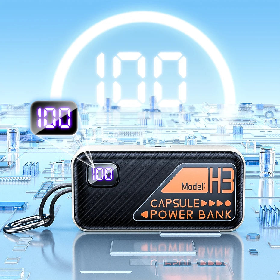 Mini Batterie Externe 5000mAh 20W – Charge Rapide avec Câble Intégré