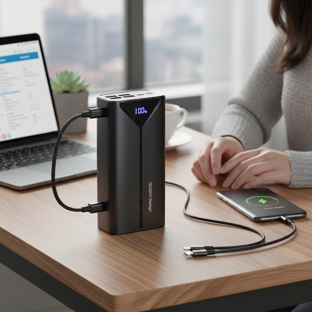 Batterie Externe 30000mAh 22.5W – Charge Rapide avec Câble Intégré