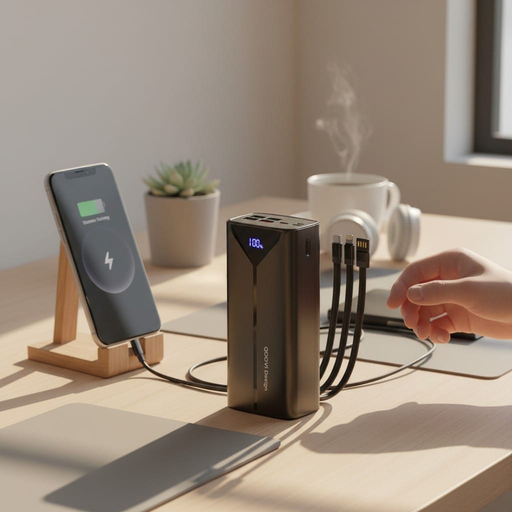 Batterie Externe 30000mAh 22.5W – Charge Rapide avec Câble Intégré