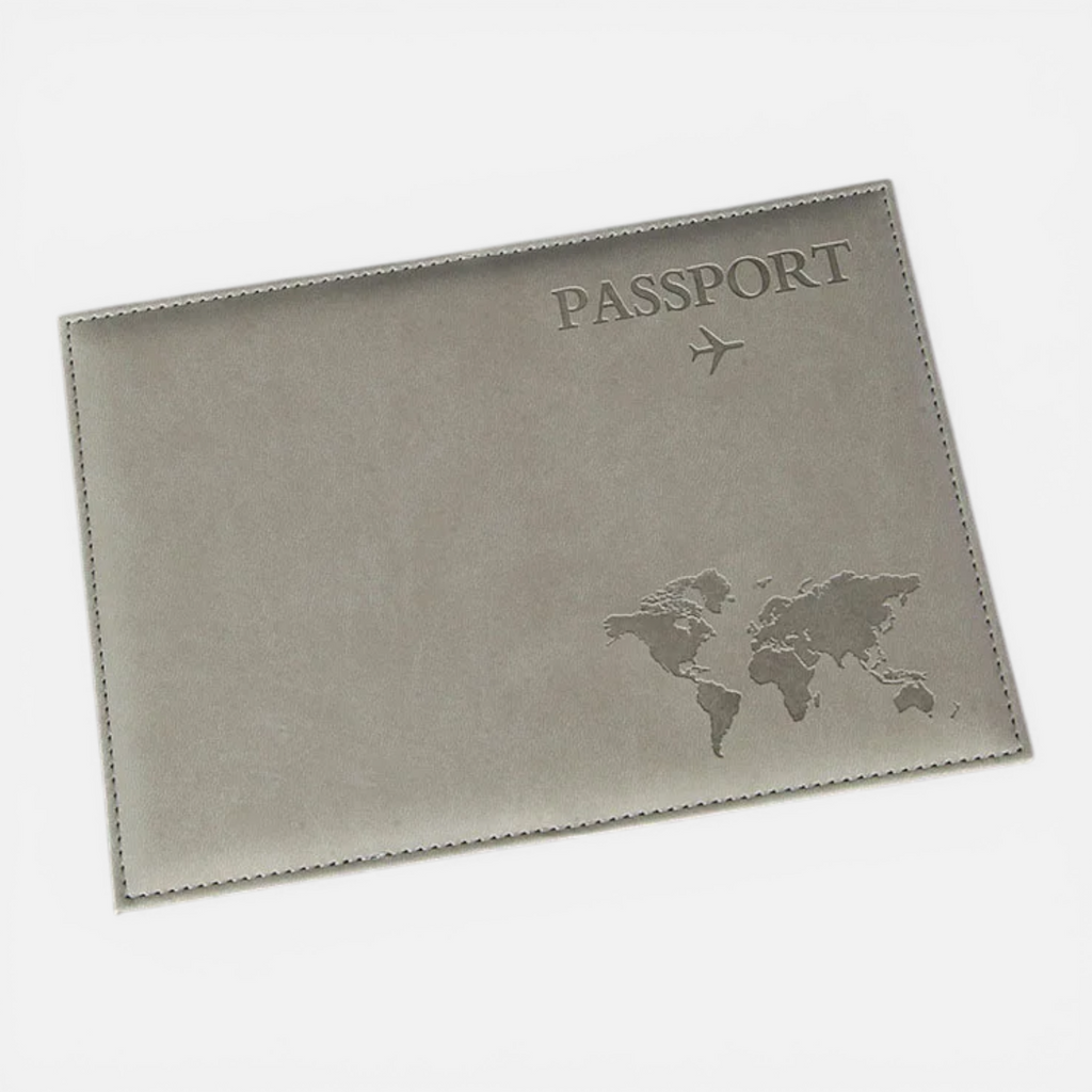 Protège-Passeport en Cuir Carte du Monde – Organisateur de Voyage avec Porte-Cartes & ID