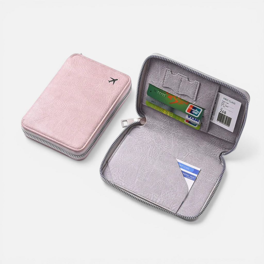 Protège-Passeport Cuir Étanche – Portefeuille de Voyage Multi-Rangements