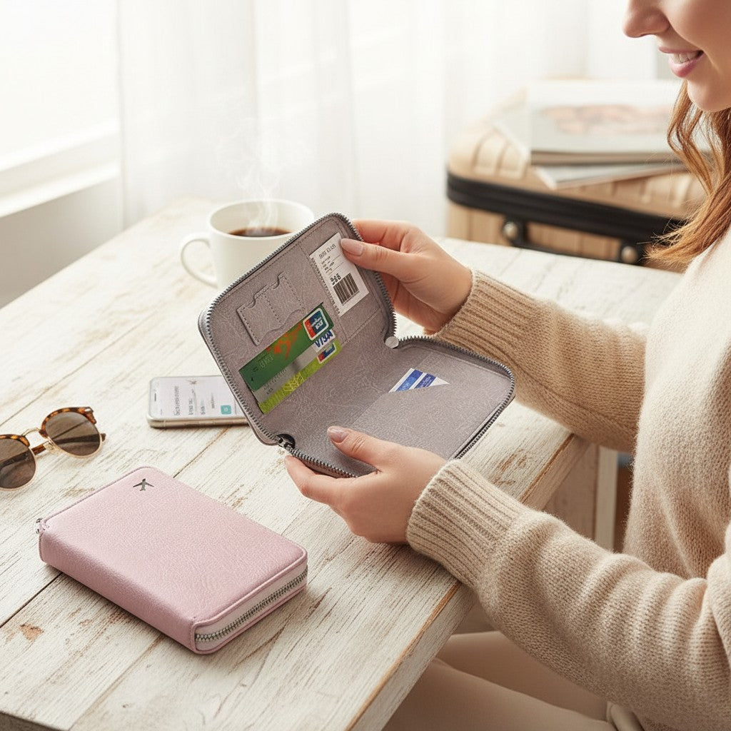 Protège-Passeport Cuir Étanche – Portefeuille de Voyage Multi-Rangements