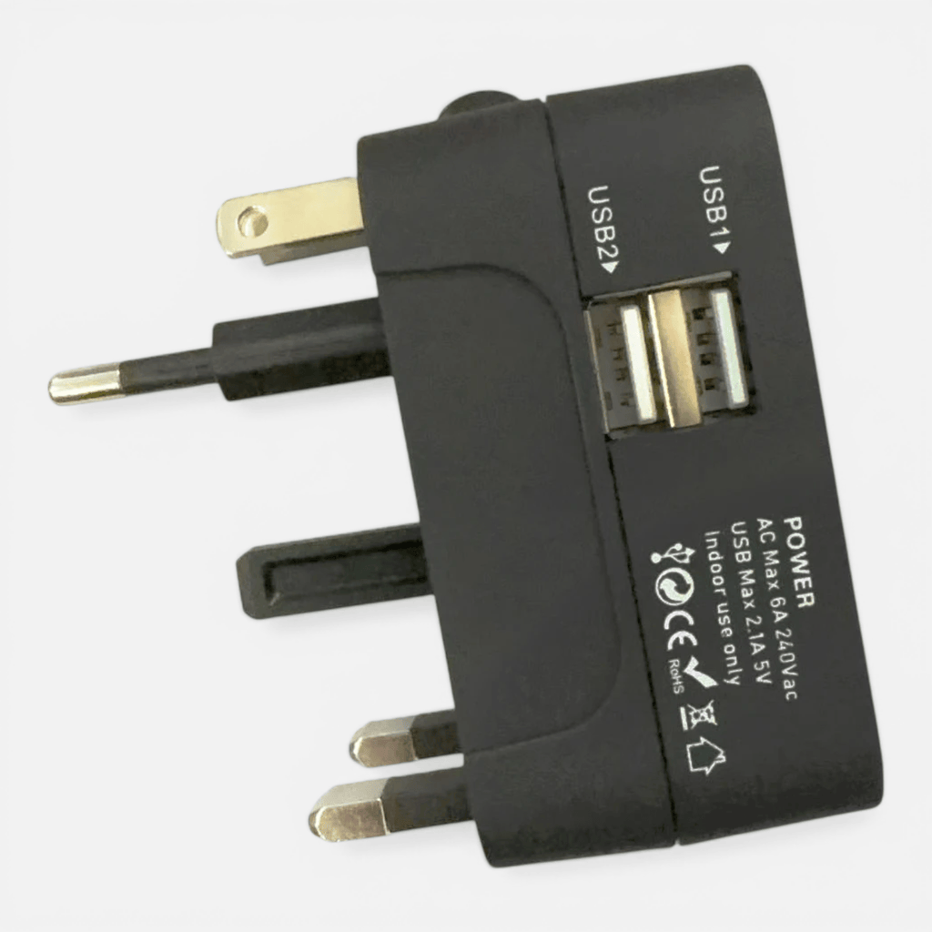 Adaptateur Prise Voyage Universel – EU/UK/US/AU avec USB & USB-C