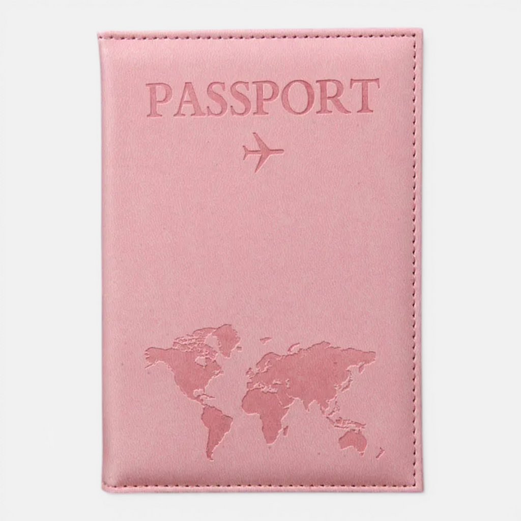 Protège-Passeport en Cuir Carte du Monde – Organisateur de Voyage avec Porte-Cartes & ID