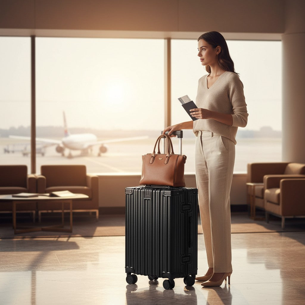 Valise Grande Capacité – Coque Robuste & Fermeture Éclair Double