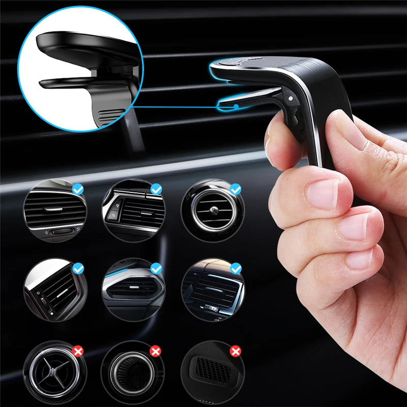 Support Téléphone Voiture Magnétique Grille d’Aération – Universel iPhone/Samsung/Huawei