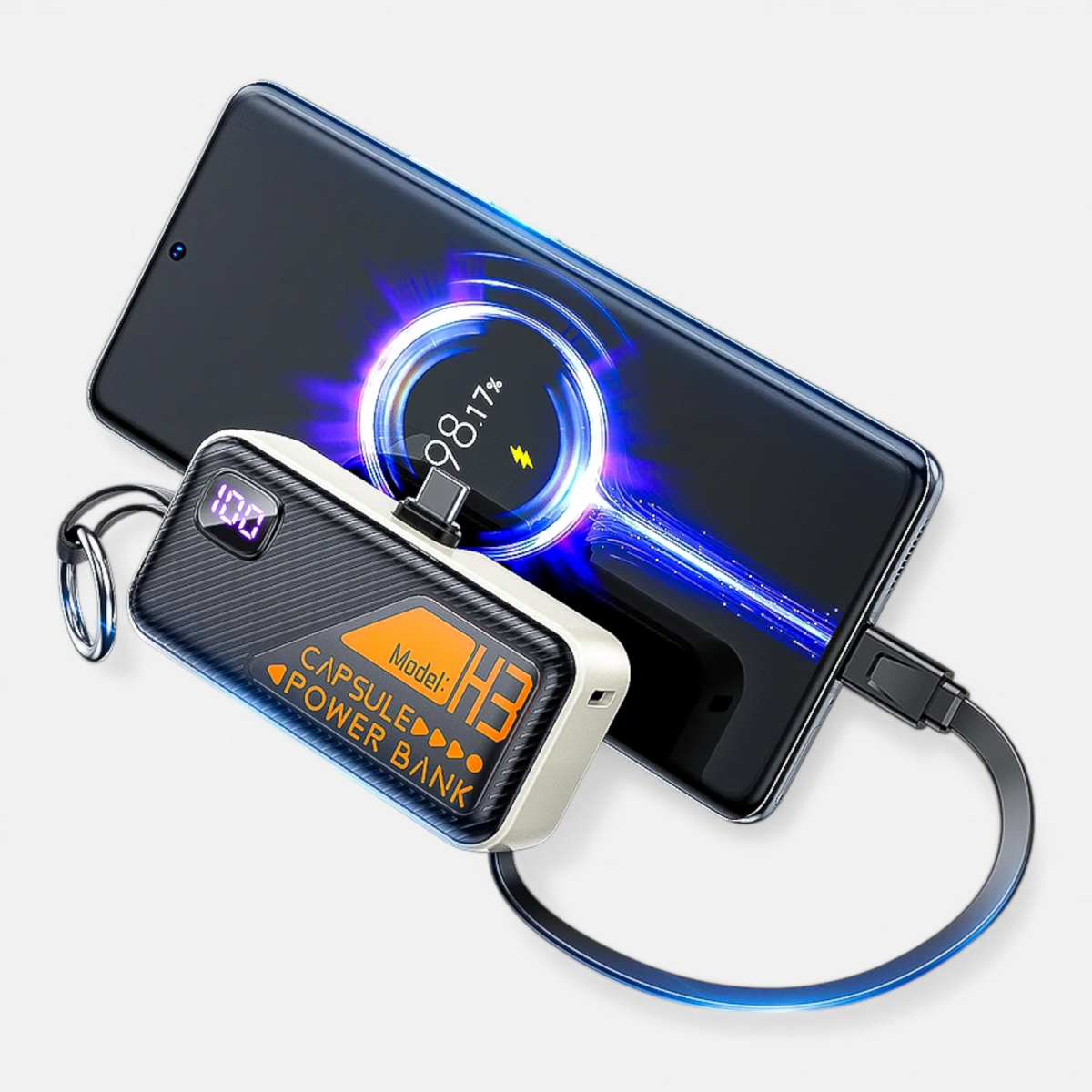 Mini Batterie Externe 5000mAh 20W – Charge Rapide avec Câble Intégré