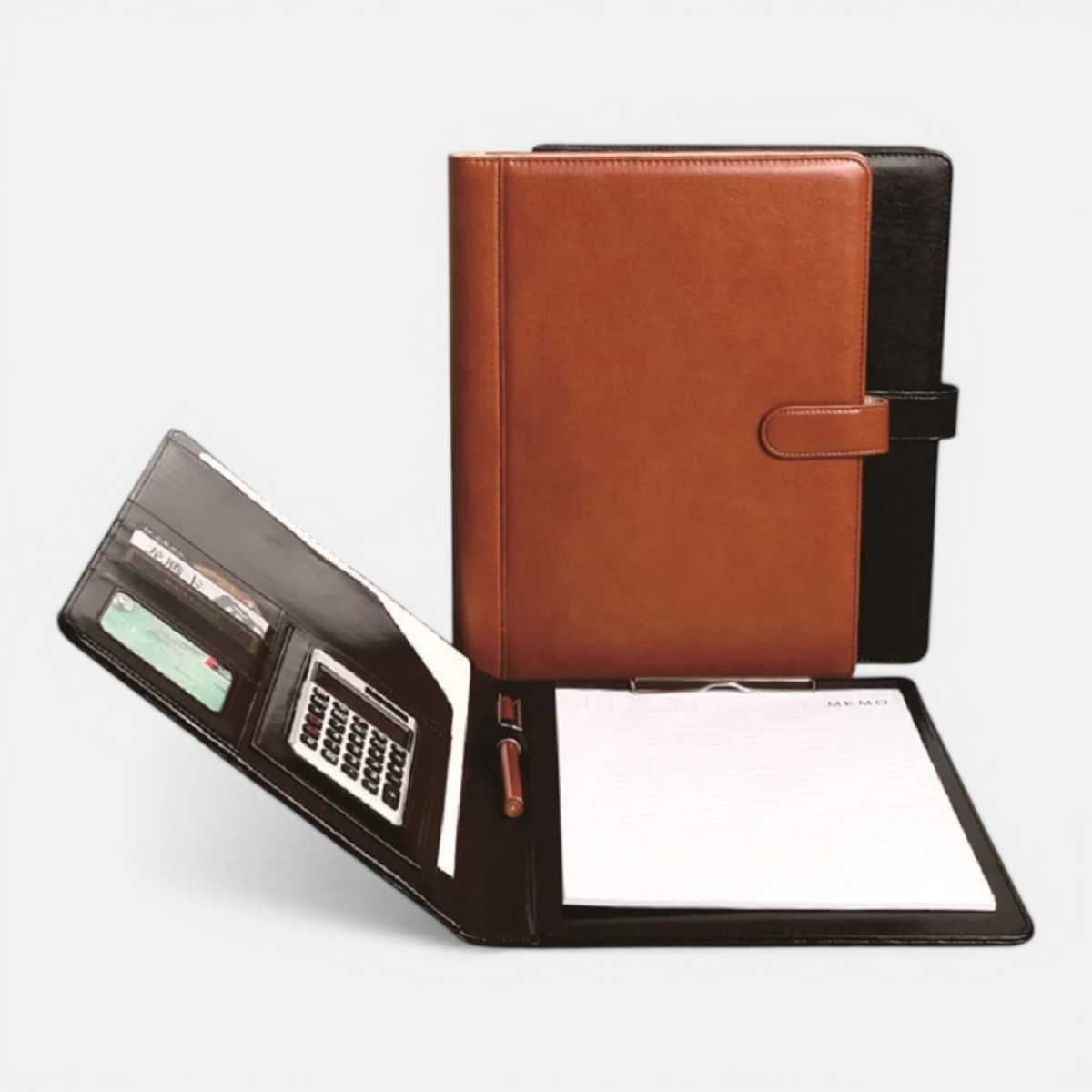 Porte-Documents de Bureau avec Calculatrice – Classeur de Rangement & Carnet de Notes
