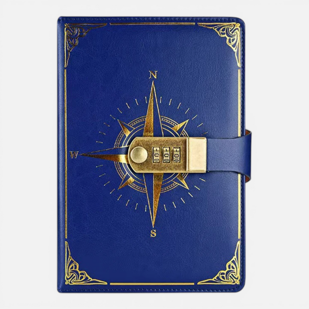 Carnet A5 Rétro avec Verrou – Journal à Mot de Passe Design Boussole