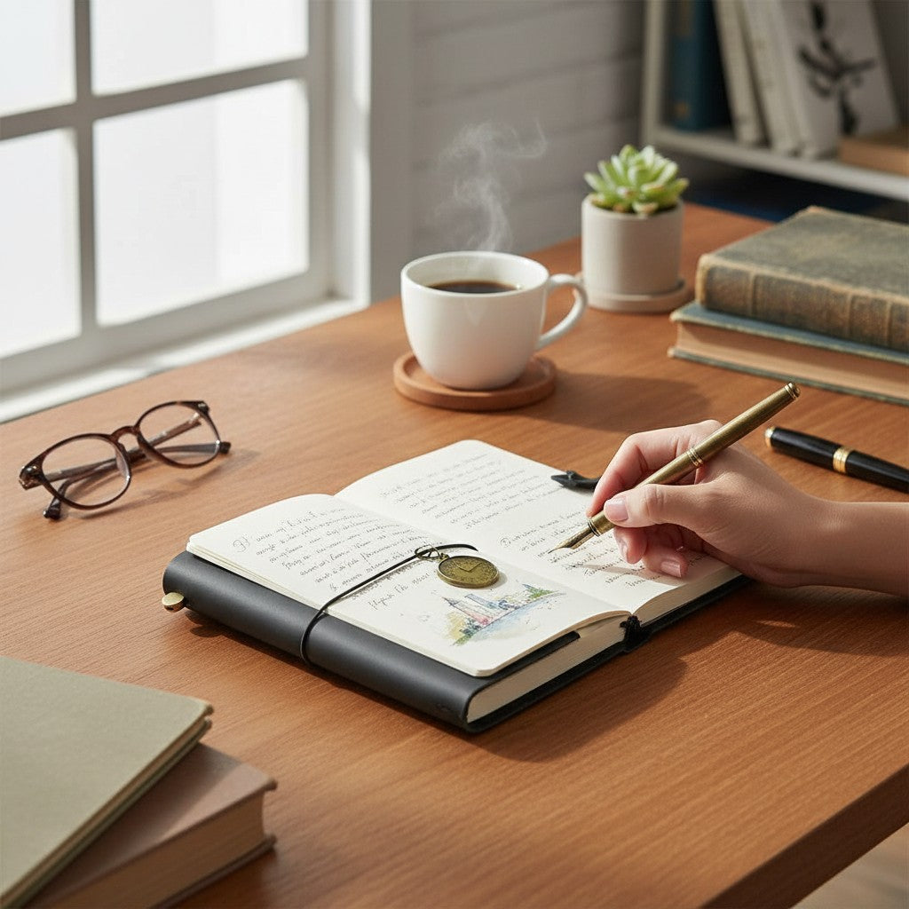 Carnet de Voyage en Cuir Véritable – Journal Rétro