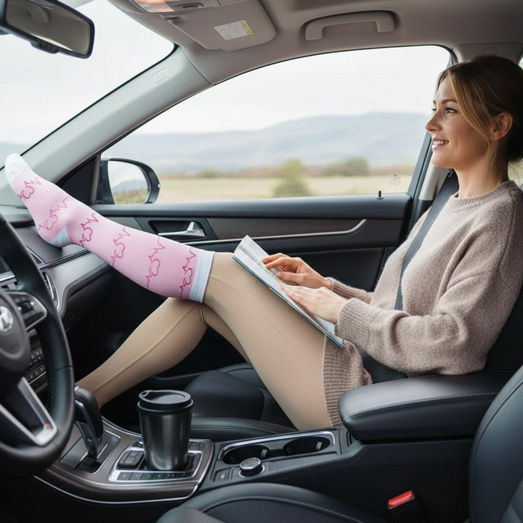 Chaussettes Compression Rose Voyage