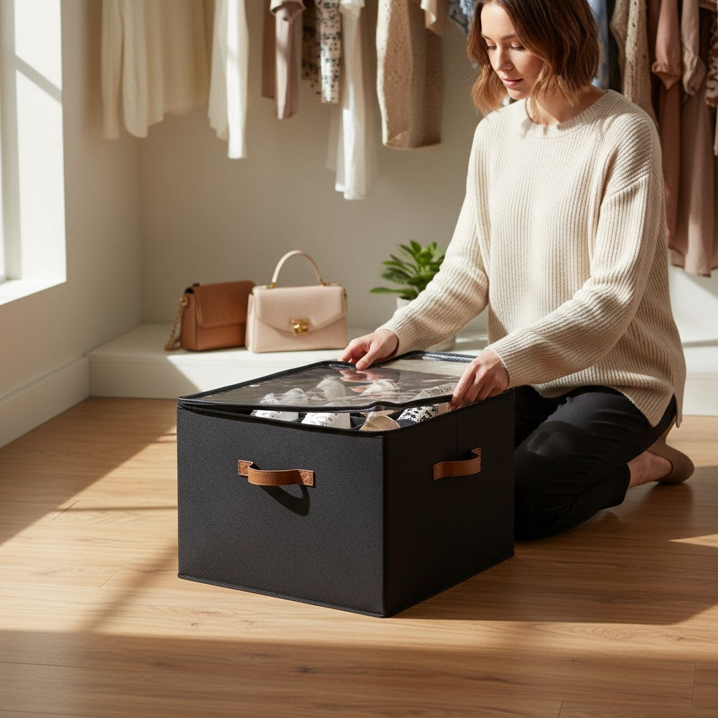 Organisateur de Chaussures en Tissu avec Housse – Compartiments Ajustables