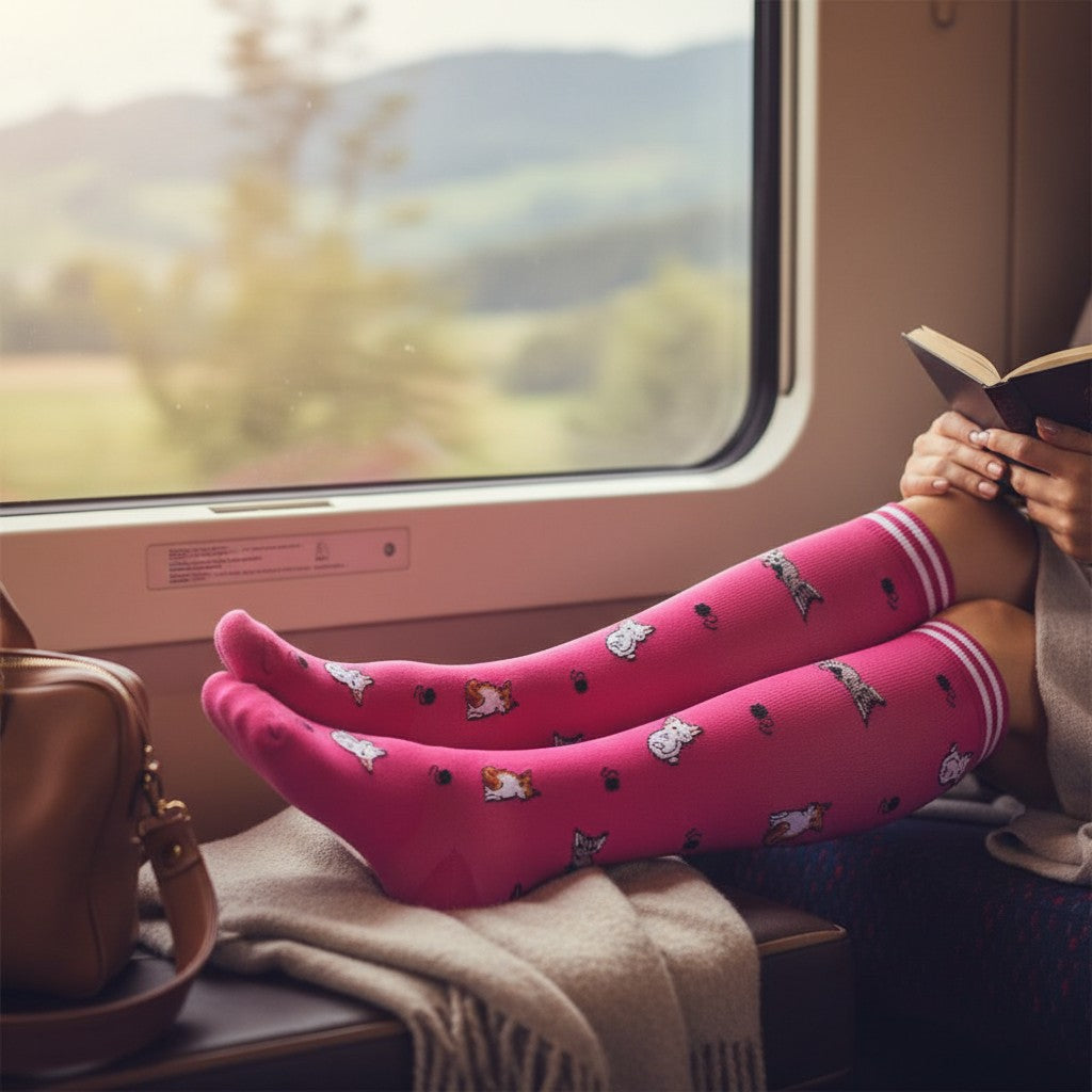 Chaussettes Compression Rose Voyage