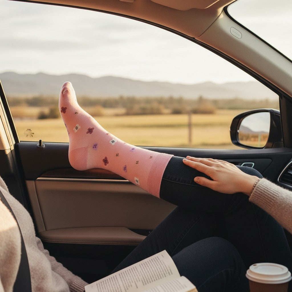 Chaussettes Compression Rose Voyage