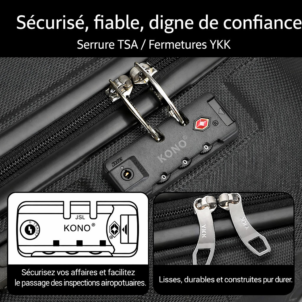Valise Cabine – Coque Rigide Légère avec Serrure TSA
