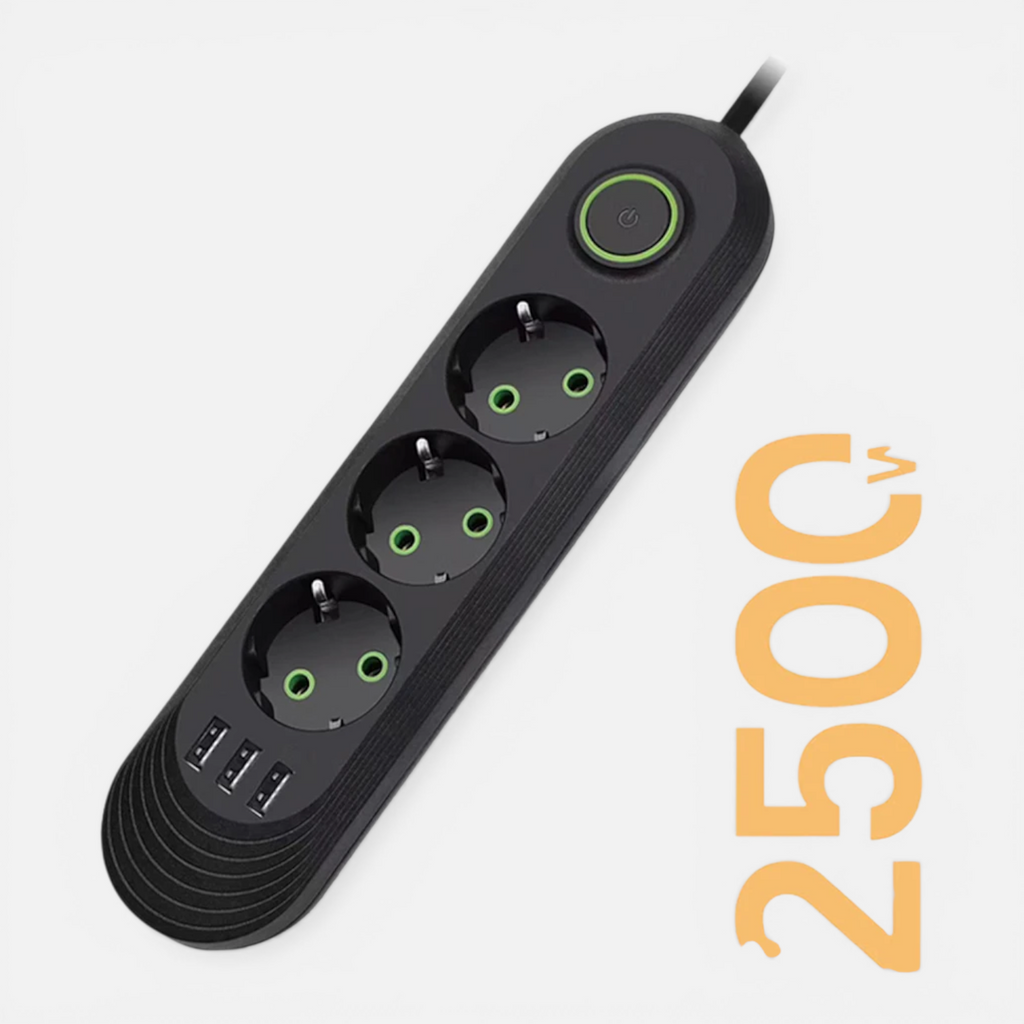 Multiprise EU avec Rallonge 2m – Prises AC & Ports USB 2.1A