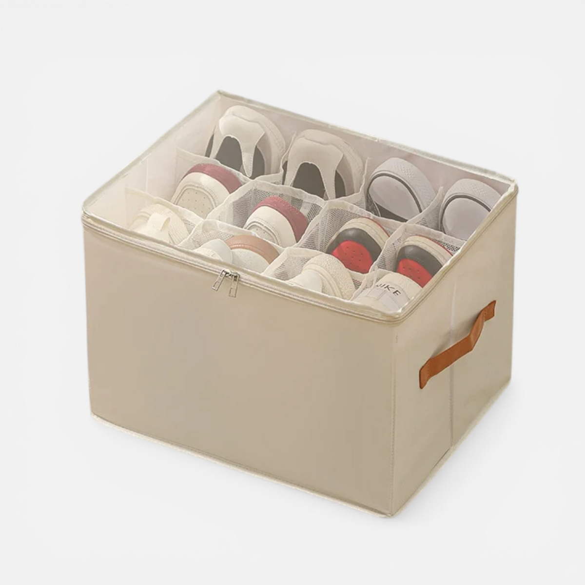 Organisateur de Chaussures en Tissu avec Housse – Compartiments Ajustables